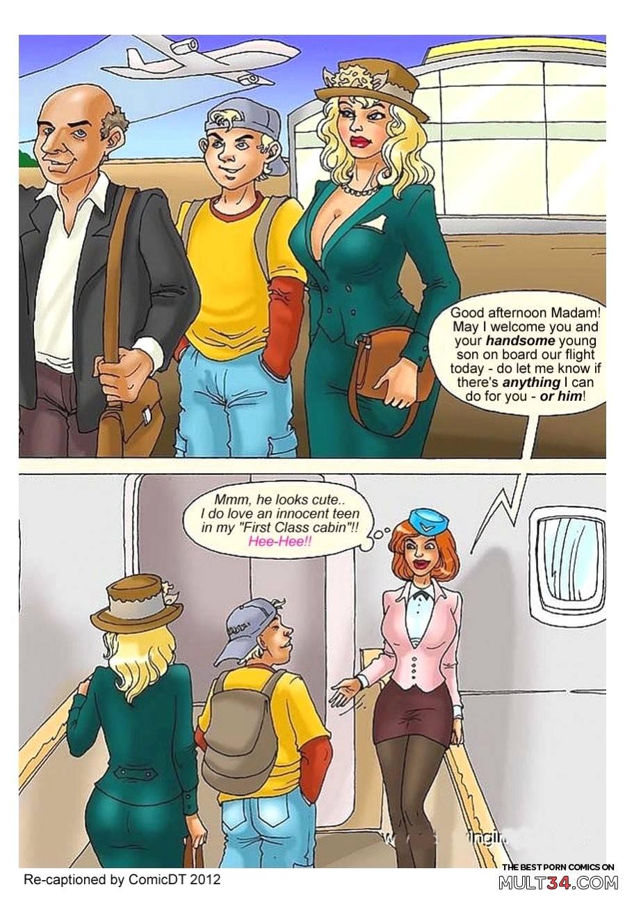 Mom and son fuck in airplane porn comic