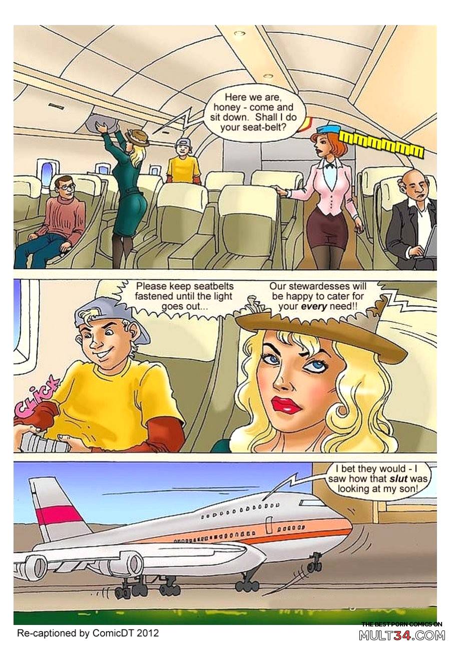 Mom and son fuck in airplane porn comic